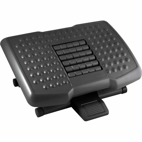 Kantek Premium Ergonomic Footrest with Rollers - 4" - 6.50" Adjustable Height - Black - 1 Each