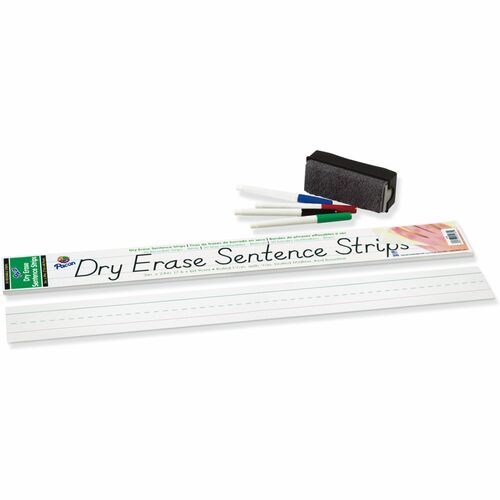 Pacon Dry Erase Sentence Strips - 3"H x 24"W - 1.5" Ruled - Dry Erase - 30 Strips/Pack - White