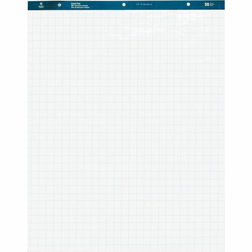 Business Source Quad Easel Pad - 50 Sheets - 15 lb Basis Weight - 27" x 34" - White Paper - Perforated - 4 / Carton