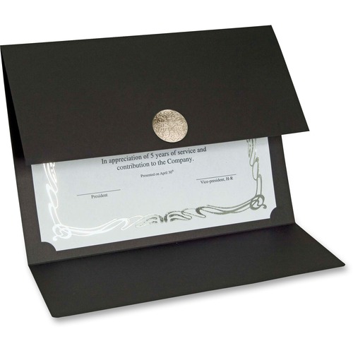 St. James® Recycled Certificate Holder - Linen - Black - 5 / Pack = FST83566