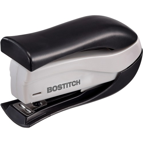 Bostitch Spring-Powered 15 Handheld Compact Stapler, Black - 15 Sheets Capacity - 105 Staple Capacity - Half Strip - 1/4" Staple Size - 1 Each - Black, Gray