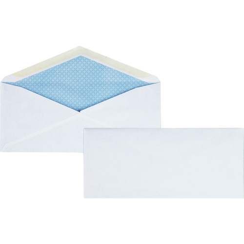 Business Source No.10 Regular Tint Security Envelopes - Security - #10 - 4 1/8" Width x 9 1/2" Length - 24 lb - Gummed - Wove - 500 / Box - White - Business Envelopes - BSN42206