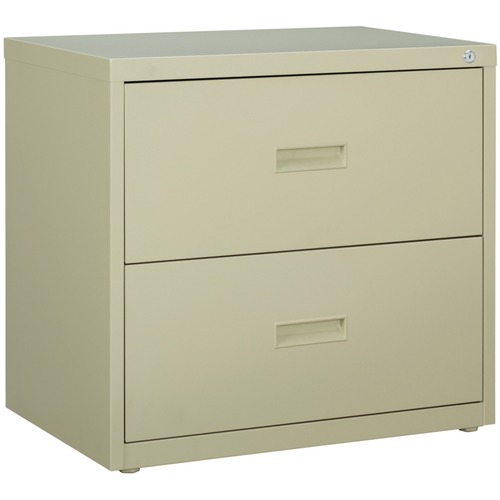 Lorell Lateral File - 2-Drawer - 30" x 18.6" x 28.1" - 2 x Drawer(s) for File - A4, Letter, Legal - Interlocking, Ball-bearing Suspension, Adjustable Glide, Locking Drawer - Putty - Steel - Recycled = LLR60556