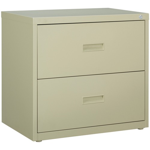 Lorell Value Lateral File - 2-Drawer - 30" Width x 18.6" Depth x 28.1" Height - 2 x Drawer(s) for File - A4, Letter, Legal - Interlocking, Ball-bearing Suspension, Adjustable Glide, Locking Drawer - Putty - Steel - Recycled