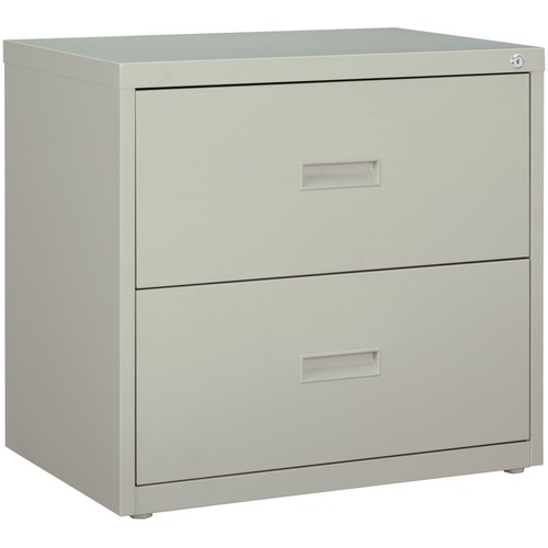 Lorell Lateral File - 2-Drawer - 30" x 18.6" x 28.1" - 2 x Drawer(s) for File - A4, Letter, Legal - Interlocking, Ball-bearing Suspension, Adjustable Glide - Light Gray - Steel - Recycled = LLR60558