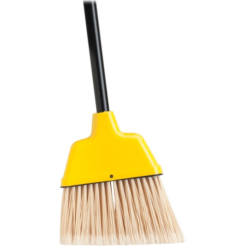 Genuine Joe Angle Broom - Polyvinyl Chloride (PVC) Bristle - 47" Handle Length - 54.5" Overall Length - Plastic Handle - Yellow - 1 Each