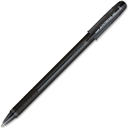 Uni-Ball Jetstream 101 Rollerball Pen - Bold Pen Point - 1 mm Pen Point Size - Black Gel-based Ink - Black Barrel - 1 Each