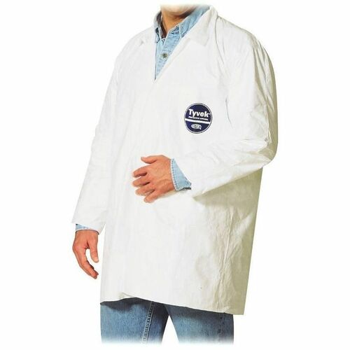 DuPont Tyvek Lab Coat - Extra Extra Large (XXL) Size For Unisex - White - 100% Polyethylene