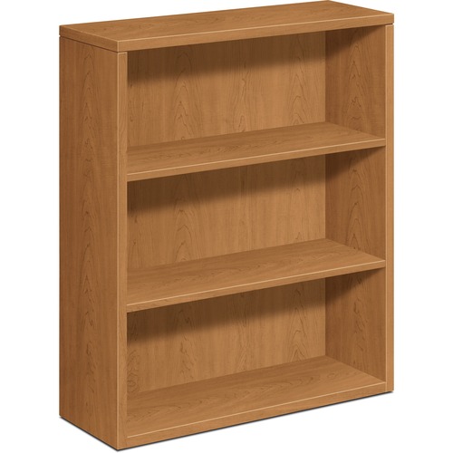 HON 105533 Bookcase - 43.4" Height x 36" Width x 13.1" Depth - 3 Shelve(s) - Square Edge - Material: Particleboard - Finish: Harvest, Laminate - Spill Resistant, Wear Resistant, Scratch Resistant, Leveling Glide - For Office - 1 Each