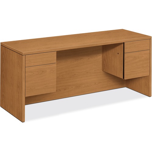 HON 10565 Kneespace Credenza - 2-Drawer - 29.5" Height x 60" Width x 24" Depth - Total Drawer(s): 2 - Material: Particleboard - Finish: Harvest, Laminate - Abrasion Resistant, Stain Resistant, Security Lock, Warp Resistant, Scratch Resistant, Spill Resist