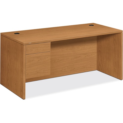 HON 10584L Pedestal Desk - x 66" Width x 30" Depth - Single Pedestal on Left Side - Finish: Harvest, Laminate - Stain Resistant - 1 Each