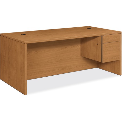 HON 10585R Pedestal Desk - 29.5" Height x 72" Width x 36" Depth - Single Pedestal on Right Side - Finish: Harvest, Laminate - Stain Resistant - 1 Each