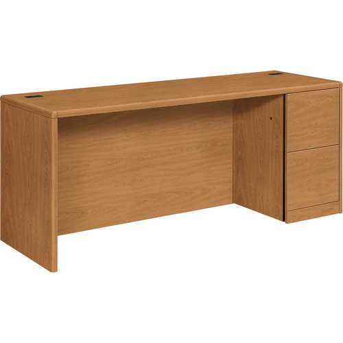 HON 10707R Credenza - 72" x 24" x 29.5" - Single Pedestal on Right Side - Finish: Harvest, Laminate - Abrasion Resistant, Stain Resistant