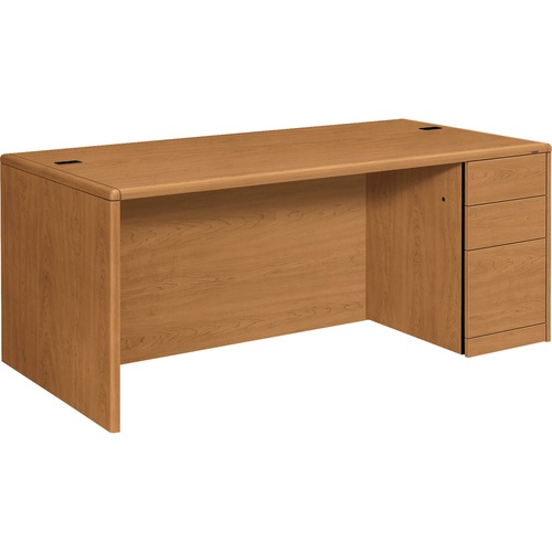 HON 10787R Pedestal Desk - 72" x 36" x 29.5" - Single Pedestal on Right Side - Finish: Harvest, Laminate - Abrasion Resistant, Stain Resistant