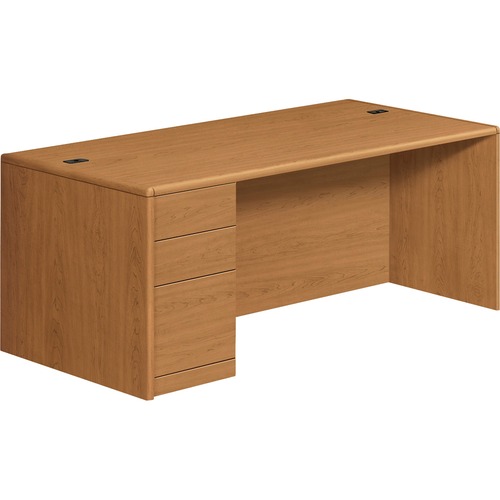 HON 10788L Pedestal Desk - 72" x 36" x 29.5" - Single Pedestal on Left Side - Finish: Harvest, Laminate - Abrasion Resistant, Stain Resistant
