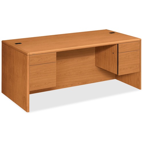 HON 10791 Pedestal Desk - 72" x 36" x 29.5" - Double Pedestal - Finish: Harvest, Laminate - Abrasion Resistant, Stain Resistant