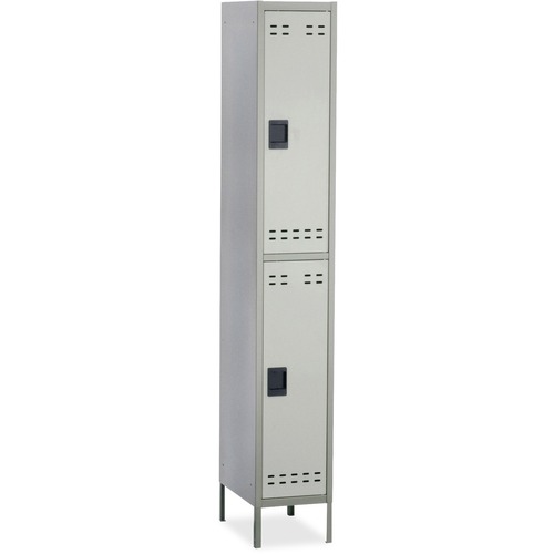 Safco Double-Tier Two-tone Locker with legs - 12" x 18" x 78" - Recessed Locking Handle - Gray - Steel - Lockers - SAF5523GR