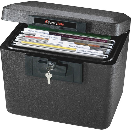 Sentry Safe Security Fire File - Key Lock - Fire Resistant - Overall Size 13.6" x 15.3" x 12.1" - Black - Steel - Safes - SEN1170BLK