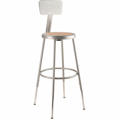 National Public Seating 6200 Series Heavy-Duty Stools - Masonite Seat Color - Masonite Seat Material - Gray Frame Color - Steel Frame Material - Four-legged Base - Steel - 1 Each