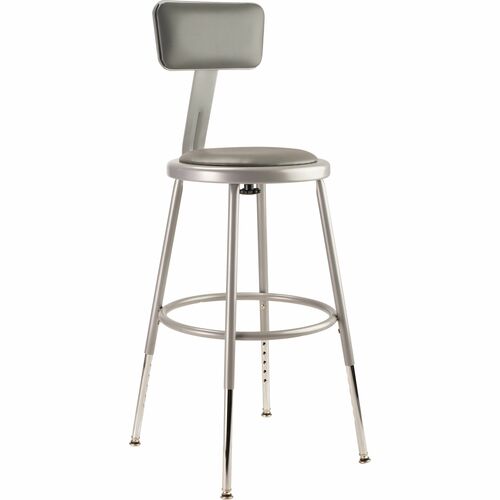 National Public Seating 6400 Series Heavy-Duty Padded Stools - Gray Seat Color - Vinyl, Medium Density Fiber (MDF), Plush Seat Material - Gray Frame Color - Steel Frame Material - Four-legged Base - Steel - 1 Each
