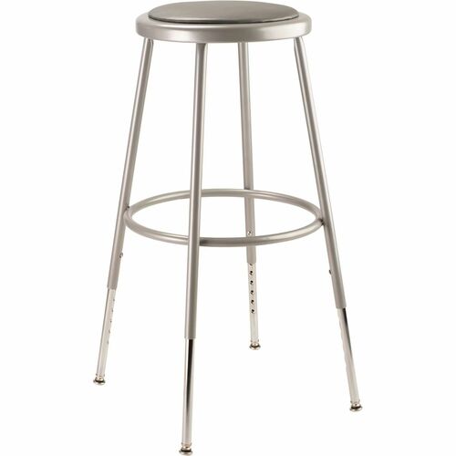 National Public Seating 6400 Series Heavy-Duty Padded Stools - Gray Seat Color - Vinyl, Medium Density Fiber (MDF), Plush Seat Material - Gray Frame Color - Steel Frame Material - Four-legged Base - Steel - 1 Each