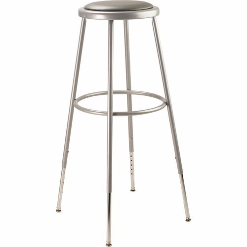 National Public Seating 6400 Series Heavy-Duty Padded Stools - Gray Seat Color - Vinyl, Medium Density Fiber (MDF), Plush Seat Material - Gray Frame Color - Steel Frame Material - Four-legged Base - Steel - 1 Each