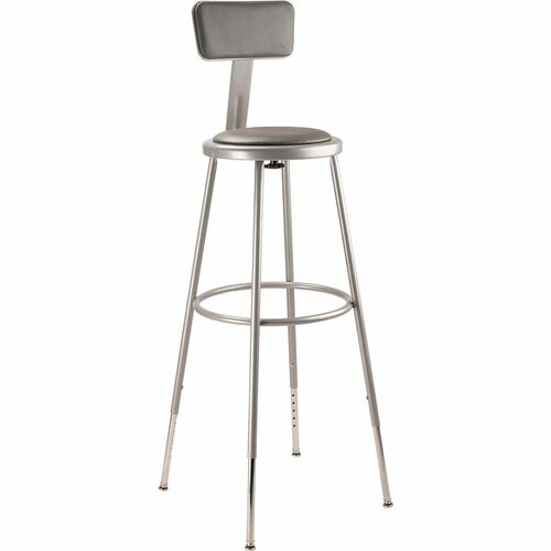 National Public Seating 6400 Series Heavy-Duty Padded Stools - Gray Seat Color - Vinyl, Medium Density Fiber (MDF), Plush Seat Material - Gray Frame Color - Steel Frame Material - Four-legged Base - Steel - 1 Each