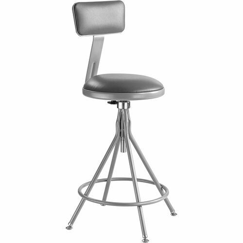 National Public Seating 6500 Series Heavy-Duty Swivel Stools - Gray Seat Color - Vinyl Seat Material - Gray Frame Color - Steel Frame Material - Four-legged Base - Gray - Metal - 1 Each