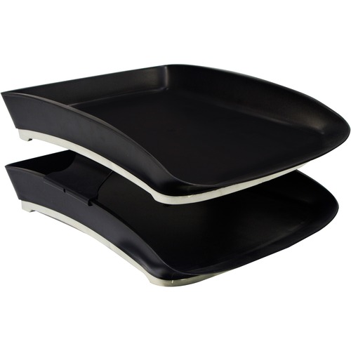 Storex Two-Tier Letter Tray - 3.8" Height x 10.8" Width x 14" Depth - Desktop - 90% Recycled - 2 / Set