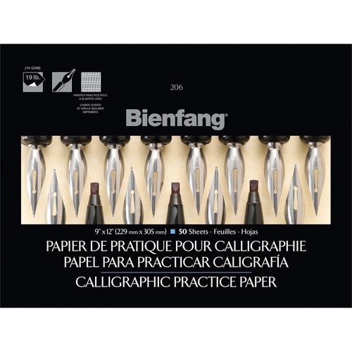 Bienfang Calligraphy Practise Paper Pad - 50 Sheets - 19 lb Basis Weight - 9" x 12" - White Paper - Acid-free, Lightweight - 1Each