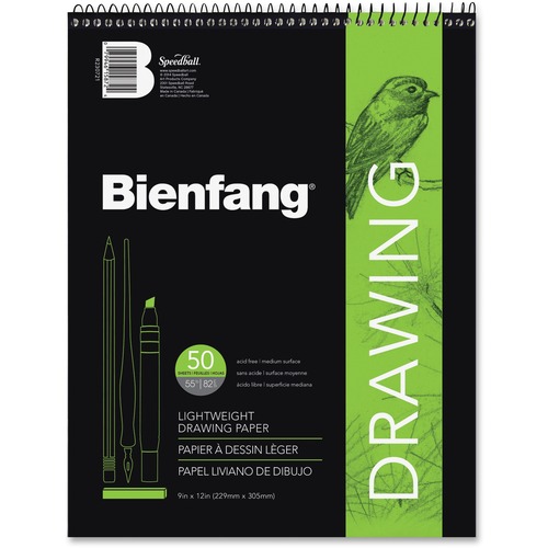 Bienfang Giant Drawing Pad - 50 Sheets - Plain - Book Bound - 55 lb Basis Weight - 9" x 12" - White Paper - Mediumweight, Acid-free - 1Each