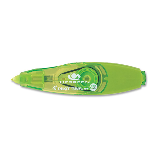 BeGreen Correction Tape - 0.16" (4 mm) Width x 19.7 ft Length - White Tape - Ergonomic Green Dispenser - Refillable, Retractable - 1 Each - Green = PILBGECTE25K4