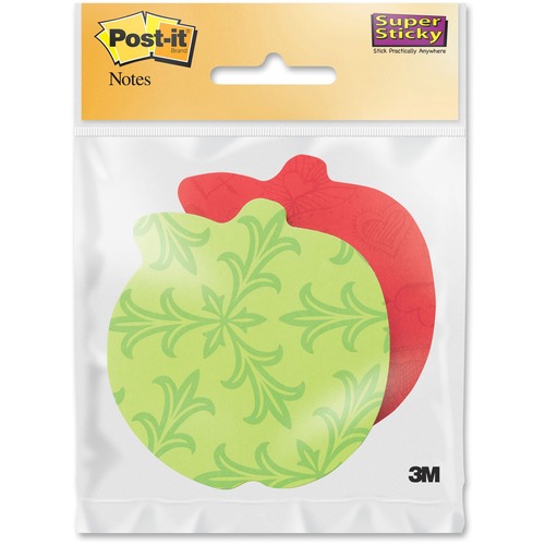 Post-it® Super Sticky Die-Cut Note - 75 - 3" x 3" - Apple - Assorted - Self-adhesive - 1 Each - Adhesive Note Pads - MMM91426