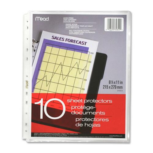 Hilroy 11-Hole Punched Plain Edge Sheet Protector - For Letter 8 1/2" x 11" Sheet - Poly - 10 / Pack