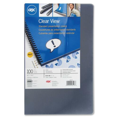 GBC ClearView Presentation Cover - 8.8" Height x 14.5" Width - For Legal 8 1/2" x 14" Sheet - Rectangular - Clear - 100 / Pack