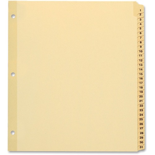 TOPS Preprinted Tab Divider - Printed Tab(s) - Digit - 1-3 - 8.50" Divider Width x 11" Divider Length - Letter - Plastic Tab(s) - 1 / Set