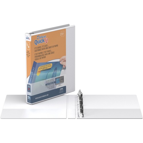 QuickFit QuickFit Round Ring Deluxe Junior View Binder - 5/8" Binder Capacity - 5 1/2" x 8 1/2" Sheet Size - Round Ring Fastener(s) - 2 Internal Pocket(s) - White - Recycled - Clear Overlay, Antimicrobial - 1 Each = RGO85000