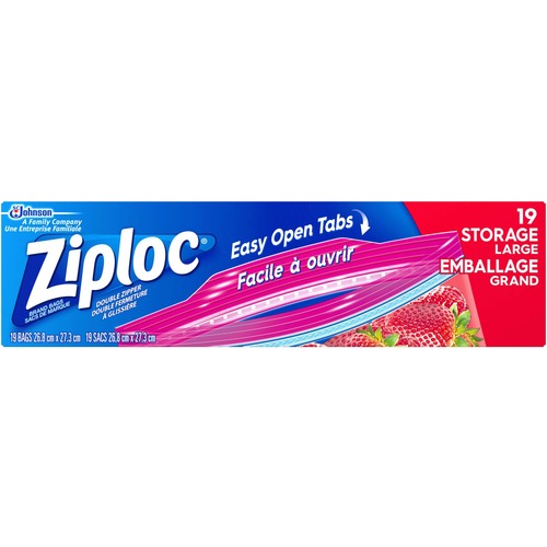 Ziploc® Storage Bags - Large Size - 3.79 L - 10.75" (273.05 mm) Width x 10.55" (267.97 mm) Length - Multi - Plastic - 19/Box - Food, Vegetables, Cosmetics, Seafood, Poultry, Meat, Yarn, Fruit, Business Card, Map