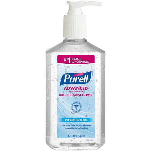 PURELL® Advanced Hand Sanitizer Gel - Clean Scent - 12 fl oz (354.9 mL) - Pump Bottle Dispenser - Kill Germs - Multipurpose - Moisturizing - Clear - Triclosan-free, Paraben-free, Phthalate-free - 1 Each
