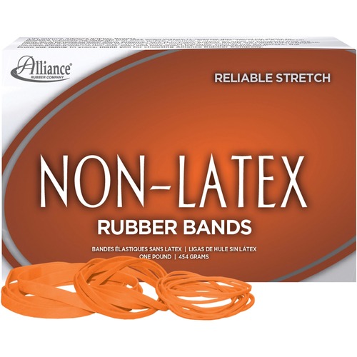 Alliance Rubber 37546 Non-Latex Rubber Bands - Assorted sizes (#54) - 1 lb. assorted box - #19 (3 1/2" x 1/16"), #33 (3 1/2" x 1/8"), #64 (3 1/2" x 1/4") - Orange