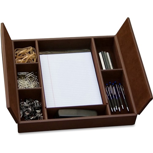 Dacasso Leather Conference Room Organizer - 6 Compartment(s)Desktop - Chocolate Brown - Leather - 1 Each
