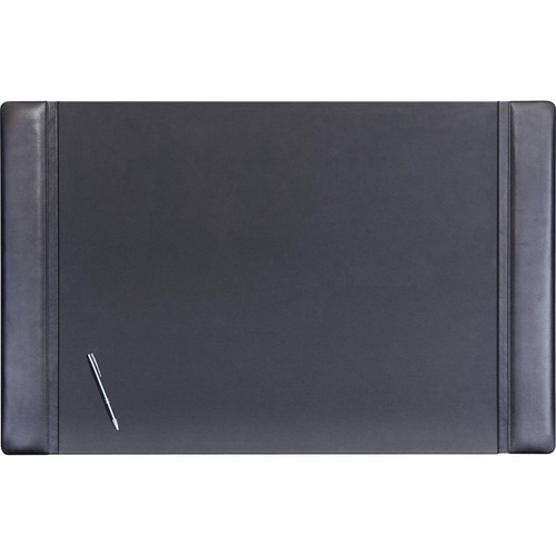 Dacasso Leather Side-Rail Desk Pad - Rectangular - 38" Width x 24" Depth - Felt Black Backing - Top Grain Leather - Black