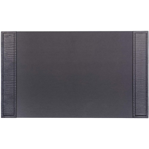 Dacasso Crocodile Embossed Leather Side-Rail Desk Pad - 20" Width - Leather - Black - 1Each