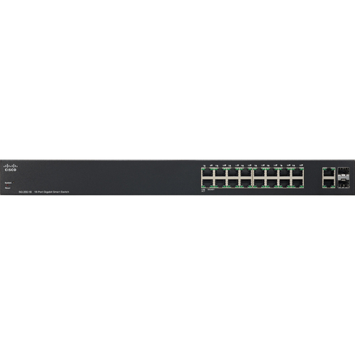 Cisco SG200-18 Gigabit Smart Switch - 18 Ports - Manageable - Gigabit Ethernet, Fast Ethernet - 10/100/1000Base-T - 2 Layer Supported - 2 SFP Slots - Desktop - Lifetime Limited Warranty