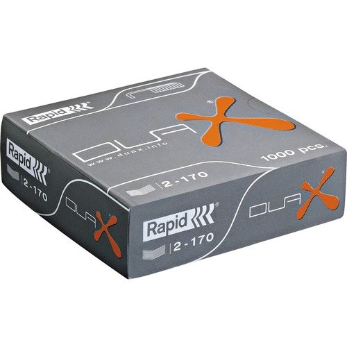 Rapid Duax Staples - 170 sheets Capacity - 3/4" leg length - Silver - 1,000/Box - 100 Per Strip - Heavy Duty - 0.5" Crown - Galvanized, Chisel Point - Metal - 1000 / Box - Staples - RPD73339