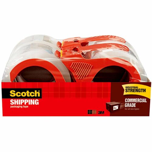 Scotch Commercial-Grade Shipping/Packaging Tape - 54.60 yd Length x 1.88" Width - 3.1 mil Thickness - 3" Core - Synthetic Rubber Resin - Rubber Resin Backing - Dispenser Included - Clear