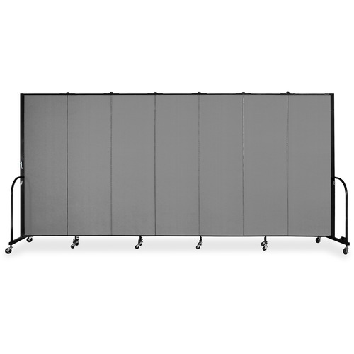 Screenflex Portable Room Dividers - 72" Height x 13.1 ft Length - Black Metal Frame - Polyester - Stone - 1 Each