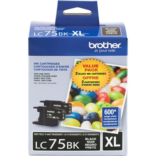 Brother LC75BK Original Ink Cartridge - Inkjet - Black - 2 / Pack