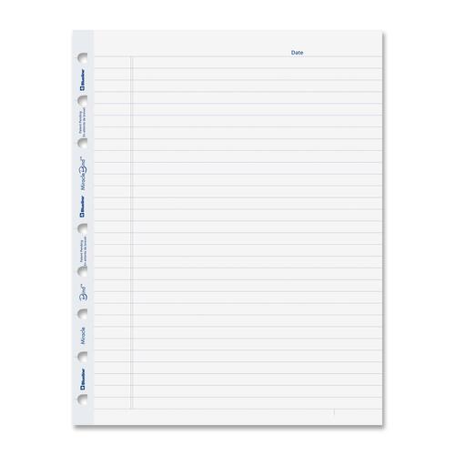Blueline MiracleBind Notebook Refill Pages - 25 Sheets - Ruled - 9 1/4" x 7 1/4" - White Paper - Micro Perforated, Repositionable, Acid-free, Punched, Removable - Recycled - 1Each