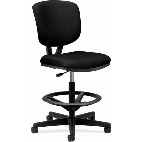 HON Volt Task Stool | Extended Height, Footring | Black Fabric - Black Fabric, Polyester, Wood Seat - Black Fabric, Polyester Back - Black Frame - 5-star Base - 1 Each